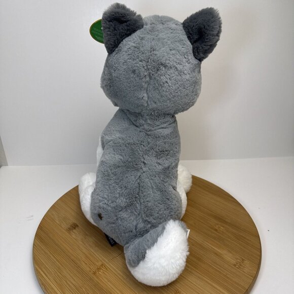 Fao Schwarz Husky 12" Stuffed Animal Plush Christmas Red Bow NEW - Picture 3 of 8